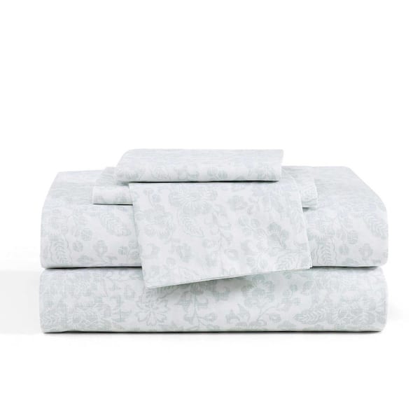 Mae 4-Piece Sage Green Cotton Full Sheet Set