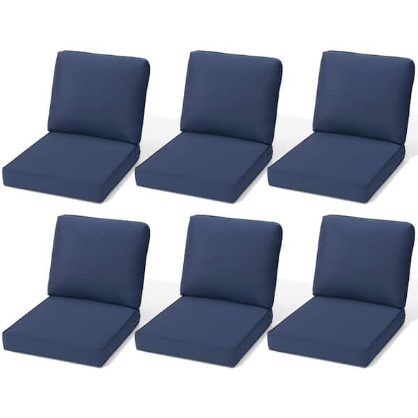 27.6 in. x 24.4 in. x 4.5 in. Outdoor Couch Cushion with Removable Cover 6-Pieces Patio Deep Seat Cushions in Navy Blue