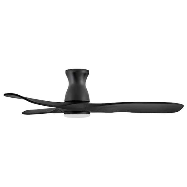 HINKLEY - Swell Flush Illuminated 56.0 in. Indoor/Outdoor Integrated LED Matte Black Ceiling Fan with Remote Control