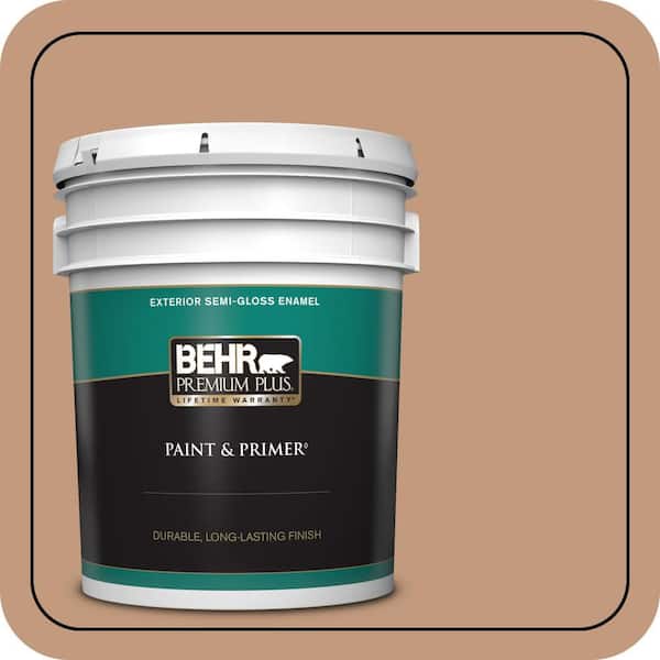 BEHR PREMIUM PLUS 5 gal. #PPU3-12 Egyptian Pyramid Semi-Gloss Enamel Exterior Paint & Primer