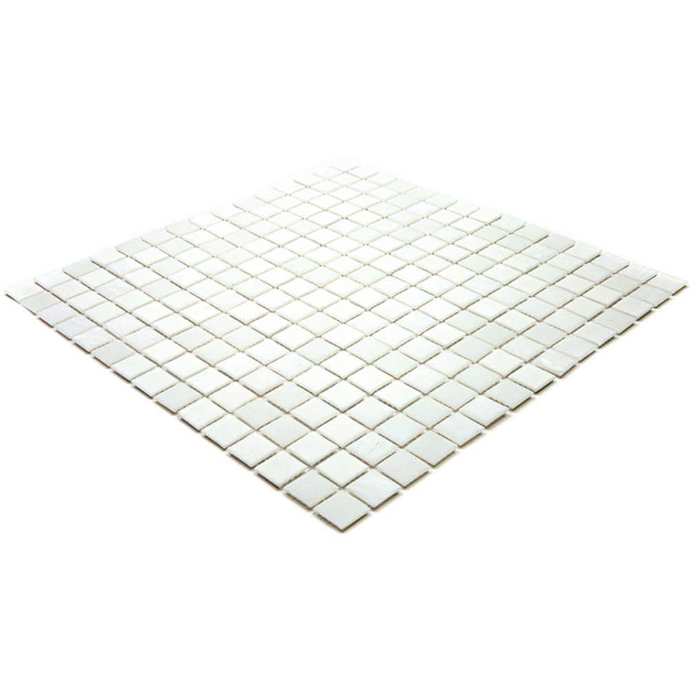 Pearl White 12" x 12" Iridescent Glass Mosaic Tile