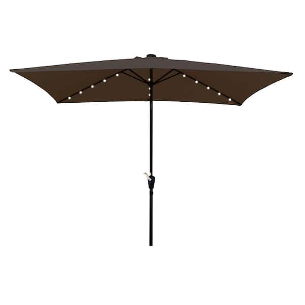 Willit 10 ft. x 6.5 ft. Steel Sturdy Construction Outdoor Market Patio Umbrella in Brown
