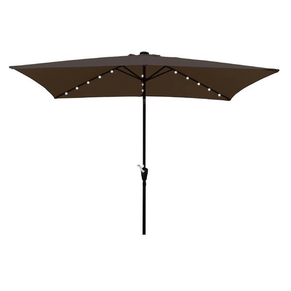Willit 10 ft. x 6.5 ft. Steel Sturdy Construction Outdoor Market Patio Umbrella in Brown