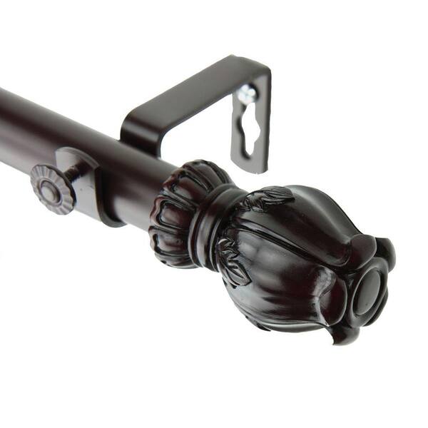 Rod Desyne 28 in. - 48 in. 1 in. Regent Single Curtain Rod Set in Mahogany