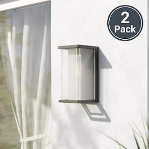 Montpelier 1-Light Black Hardwired 12.6 in. H Outdoor Sconce Dusk to Dawn Wall Lantern Sconce (2-Pack)