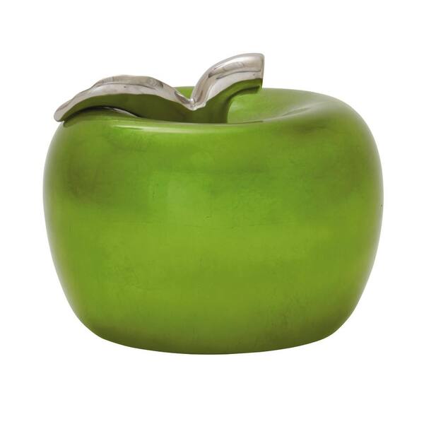 Litton Lane 11 in. x 9 in. Modern Emerald Green Ceramic Decorative Apple