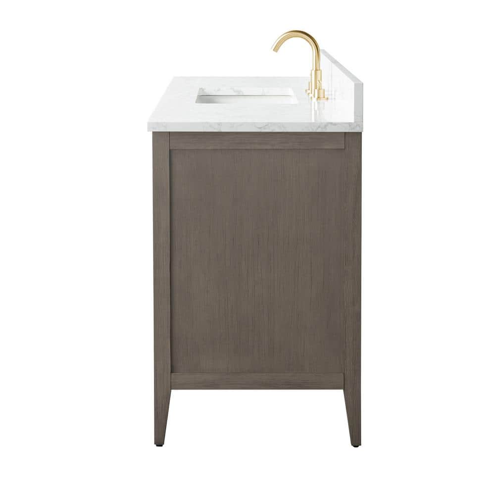 60'' Gray Single Bathroom Vanity with Marble Top