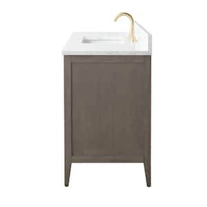 60 in. W x 22 in. D x 34 in. H Single-Sink Bath Vanity in Driftwood Gray with Engineered Marble Top in Arabescato White