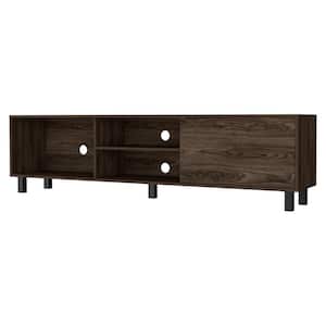 Lindon 71 in. Wide Walnut MDF Mid-Century Modern TV Media Stand Fits TV's up to 75 in. with Cable Management