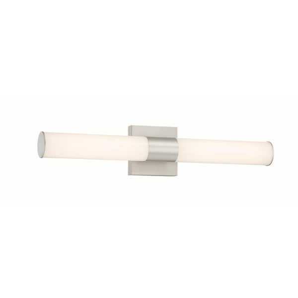 Minka Lavery Vantage 24 in. 1-Light Brushed Nickel LED Vanity Light Bar with White Acrylic Shade