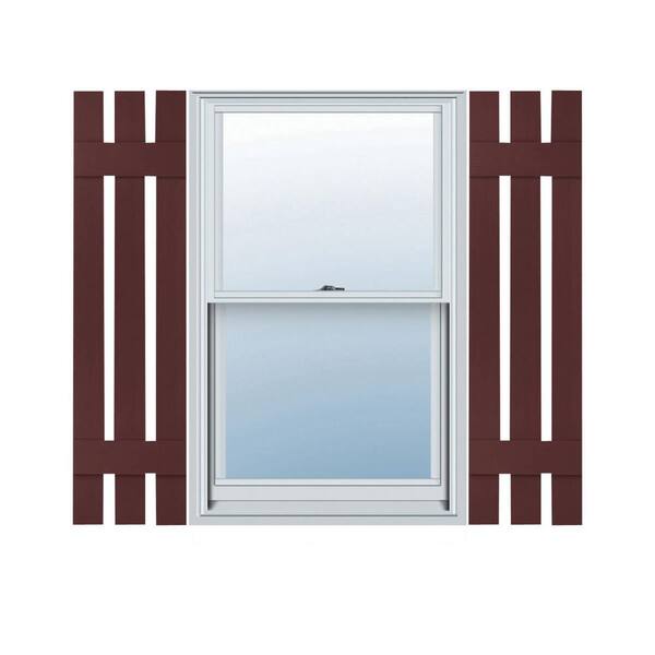 Builders Edge 12 in. W x 45 in. H TailorMade Three Board Spaced (2 Batten), Board-n-Batten Shutters - Bordeaux