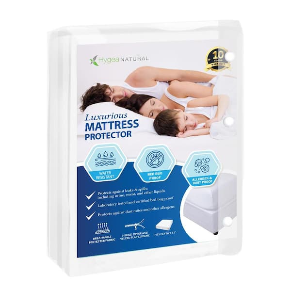 Hygea Natural Hygea Natural Luxurious Zippered Bed Bug Mattress Protector (Polyester) XL Twin, Washable, Water Resistant, Pest Proof