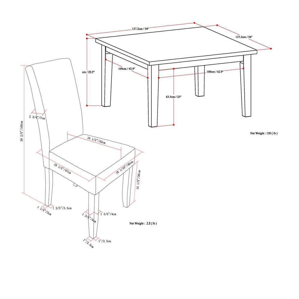 Simpli Home Acadian / Eastwood 9-Piece Dining Set with Solid Hardwood Square Table and 8 High-Back Upholstered Chairs