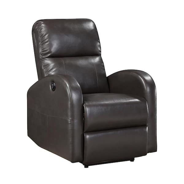 Lazzara Sonata Brown Faux Leather Upholstered Power Recliner