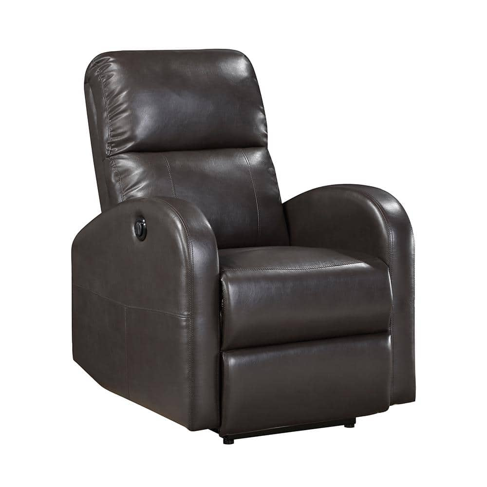 Sonata Brown Faux Leather Upholstered Power Recliner 9478BRW 1PW