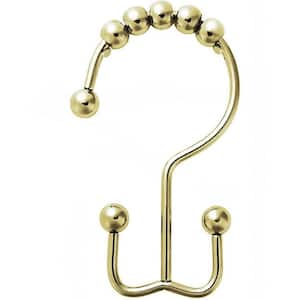 Rust-Resistant Metal Double Glide Shower Hooks Rings for Bathroom Shower Curtains Rings/Hooks, in Gold