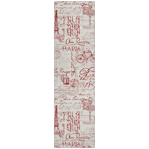 Chantille Machine Washable Indoor/Outdoor Abstract ACN2209 Red 2 ft. 3 in. x 7 ft. 6 in. Runner Rug