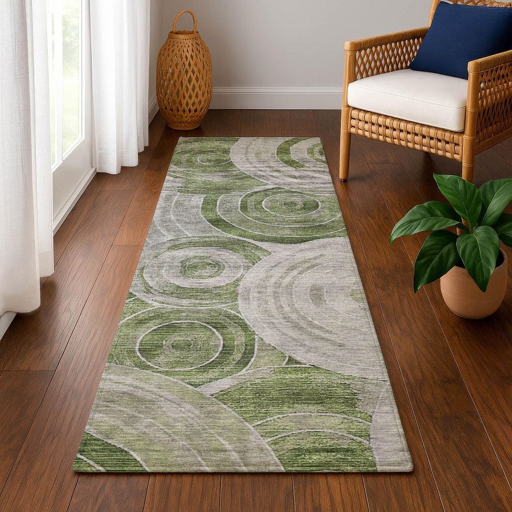 Mayfield Premium Machine Washable Abstract AMF1750 Aloe 2 ft. 3 in. x 7 ft. 6 in. Runner Rug price history on PriceWatchPro