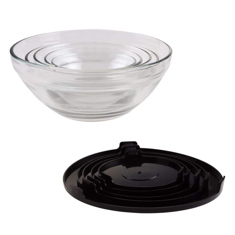 Chef Buddy 10-Piece Glass Meal Prep Bowl Set with Black Lids