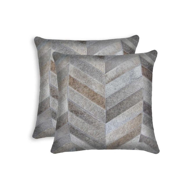 HomeRoots Gray Animal Print Cotton 18 in. x 18 in. Throw Pillow (Set of 2)