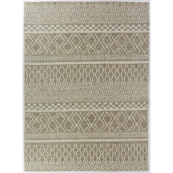Hampton Bay Global Tan 9 ft. 2 in. x 12 ft. Indoor/Outdoor Area Rug