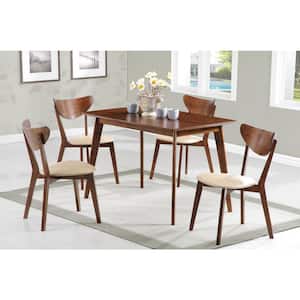 Kersey 5-piece Chestnut and Tan Dining Set