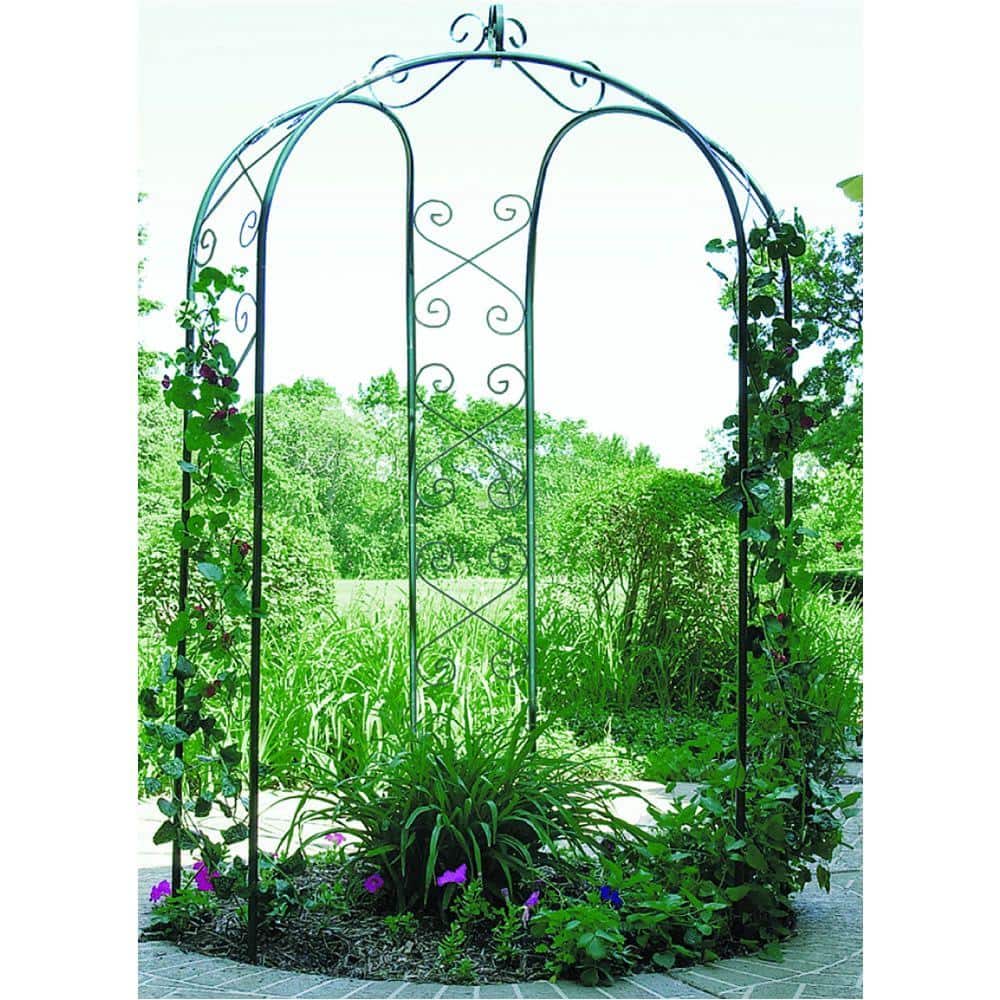Hunter Green Metal Scroll Design Garden Trellis Arbor