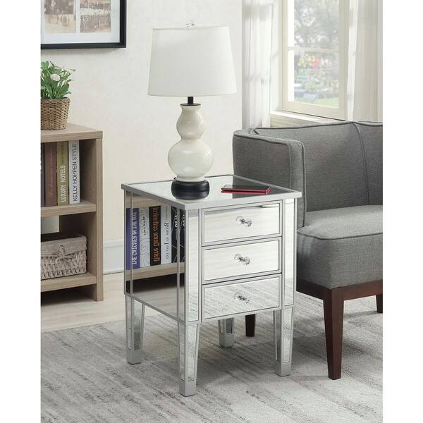 Convenience concepts gold coast deals 3 drawer mirrored end table