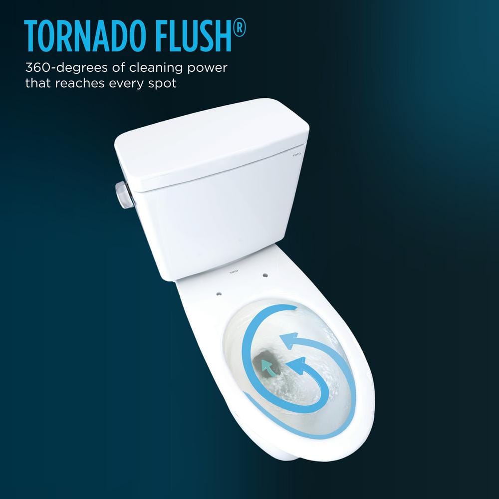 White Elongated High Efficiency Two-Piece Toilet with Seat
