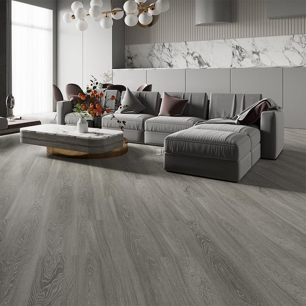 Shaw Boundless 8 Coastline Gray 8-mil x 7-in W x 48-in L Waterproof Glue Down Luxury Vinyl Plank Flooring (34.98-sq ft/ Carton)