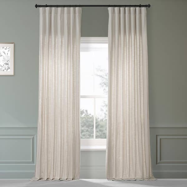 Exclusive Fabrics & Furnishings Fable Beige Dune Textured Solid Cotton Light Filtering Curtain Pair - 50 in. W x 84 in. L (2 Panels)