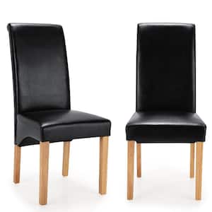Black Dining Chairs Upholstered Padded Side Chairs with Rubber Wood Legs (Set of 2)