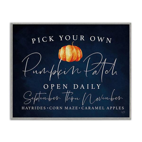 Stupell Industries Pick Your Own Pumpkins by Lux + Me Designs 1 Piece Framed Graphic Print Typography Poster Art Print 20 in. x 16 in.