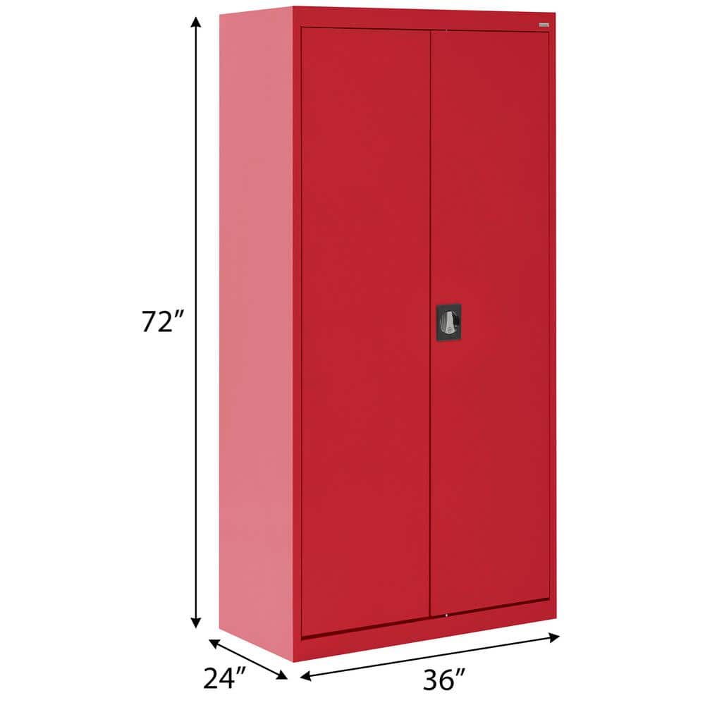 Heavy Duty Red Steel Freestanding Lockable Office Cabinet with Adjustable Shelving
