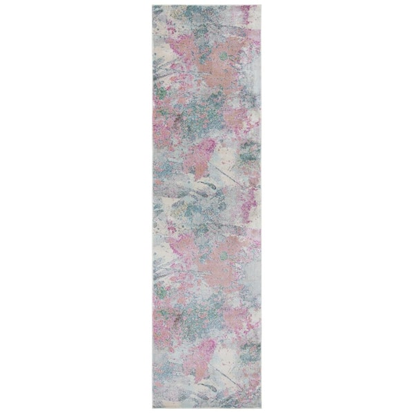 Lillian 2 ft. x 5 ft. Ivory/Pink Abstract Marle Runner Rug