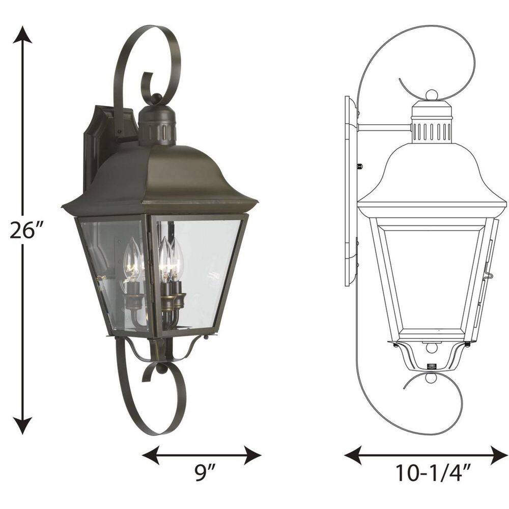 Antique Bronze 26" Outdoor Wall Lantern with Beveled Glass