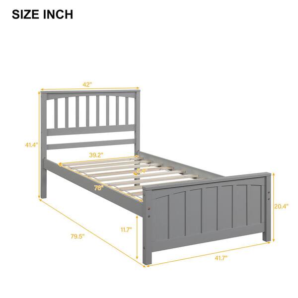 ATHMILE Gray Wood Twin size Platform Bed GZ-WF195377AAE - The Home