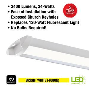4 ft. 120-Watt Equivalent 3400 Lumens Quick Easy Install Integrated LED Shop Light Garage Light 4000K (12-Pack)