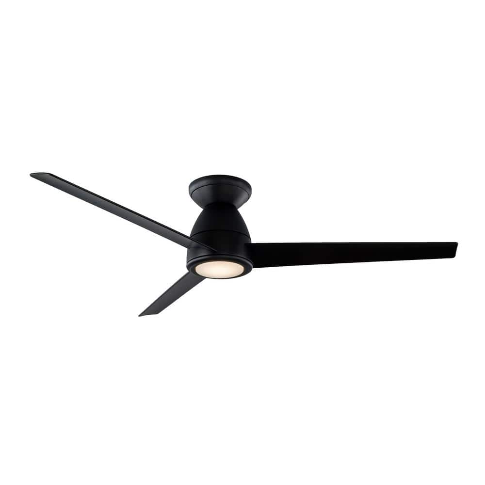 Matte Black 52" Smart Flush Mount Ceiling Fan with LED Light and Remote