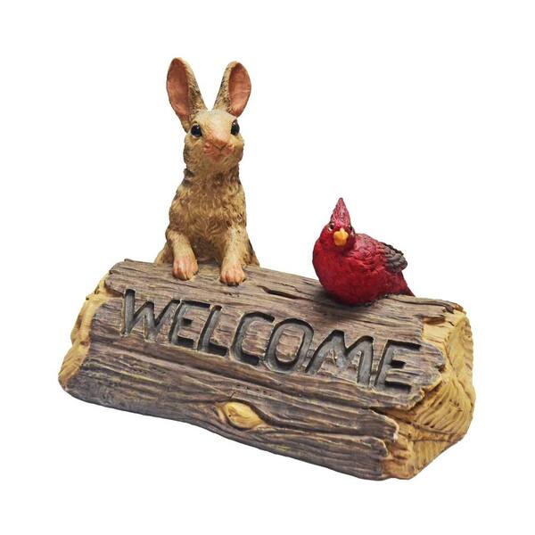 Call of The Wild 9 in. Bunny and Cardinal Welcome Sign