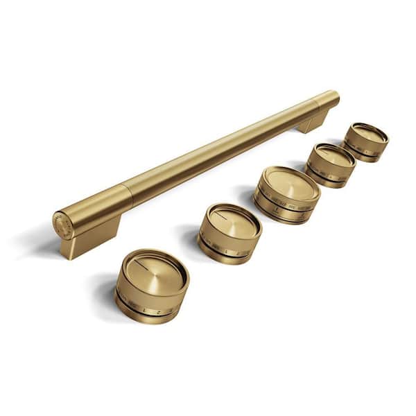 Brass Commercial-Style Induction Range Handle and Knob Hardware Accessory Kit 1-pack