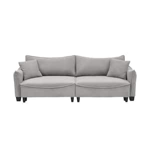 87.79 in. Gray Corduroy Fabric Twin Size Pull-out Sofa Bed with 2-Pillows