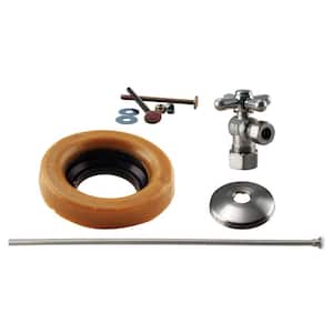 1/2 in. Nominal Compression Cross Handle Angle Stop Toilet Installation Kit with Brass Supply Line in Satin Nickel