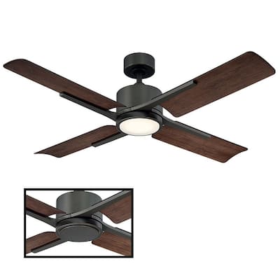 Cervantes 56 in. LED Indoor/Outdoor Oil Rubbed Bronze 4-Blade Smart Ceiling Fan with 3000K Light Kit and Remote Control