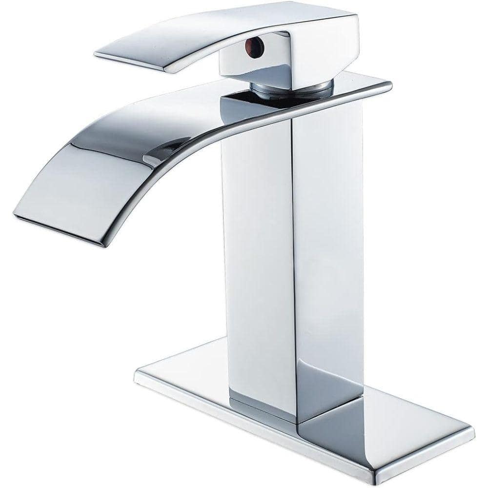 Chrome Modern Single Handle Waterfall Bathroom Faucet