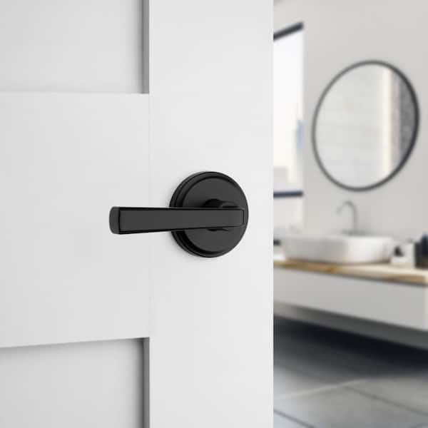 Trafford Matte Black Reversible Round Straight Bed/Bath Door Handle