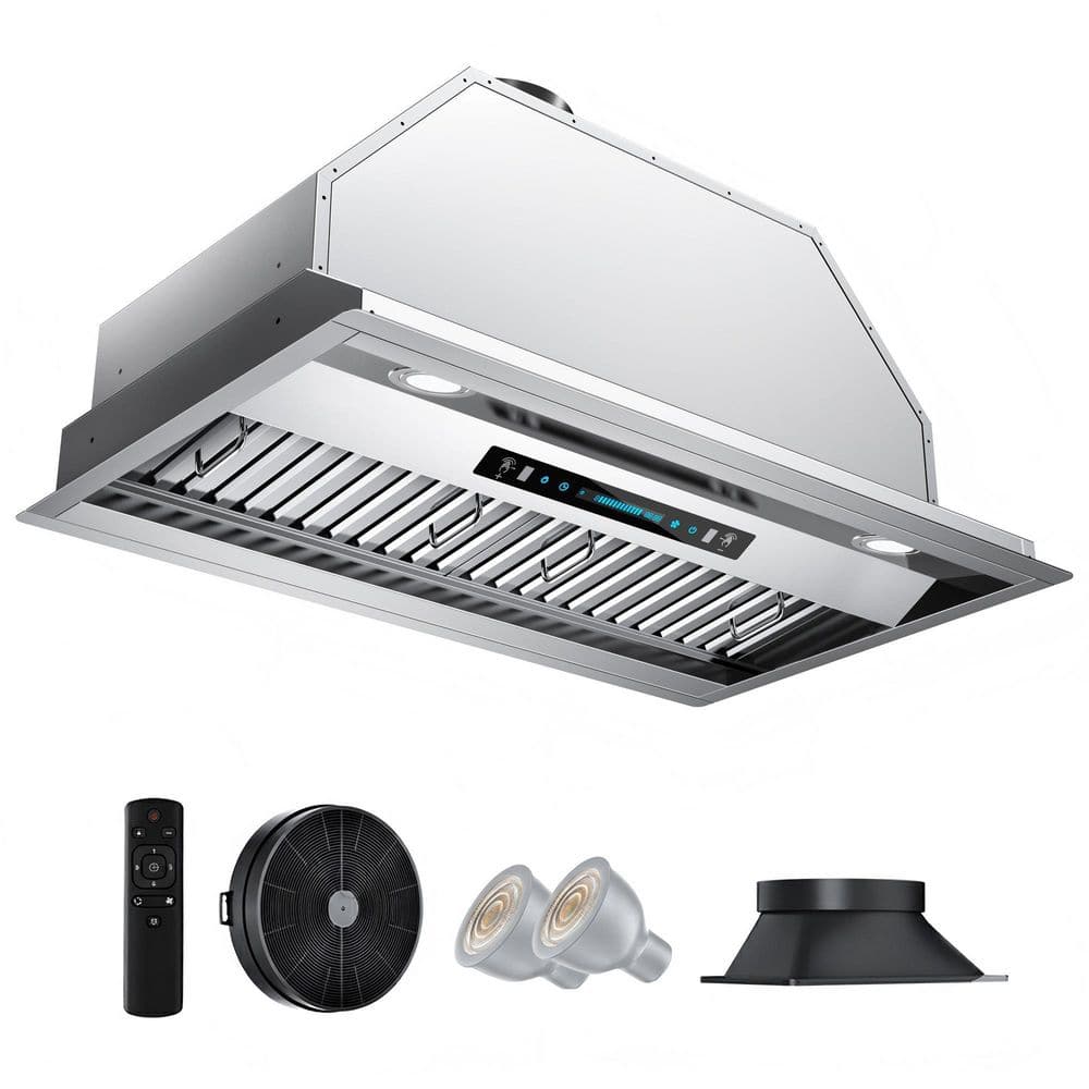 30 in. 900 CFM Convertible Ductless to Ducted Insert Range Hood in Stainless Steel with Touch,Gesture and Remote Control