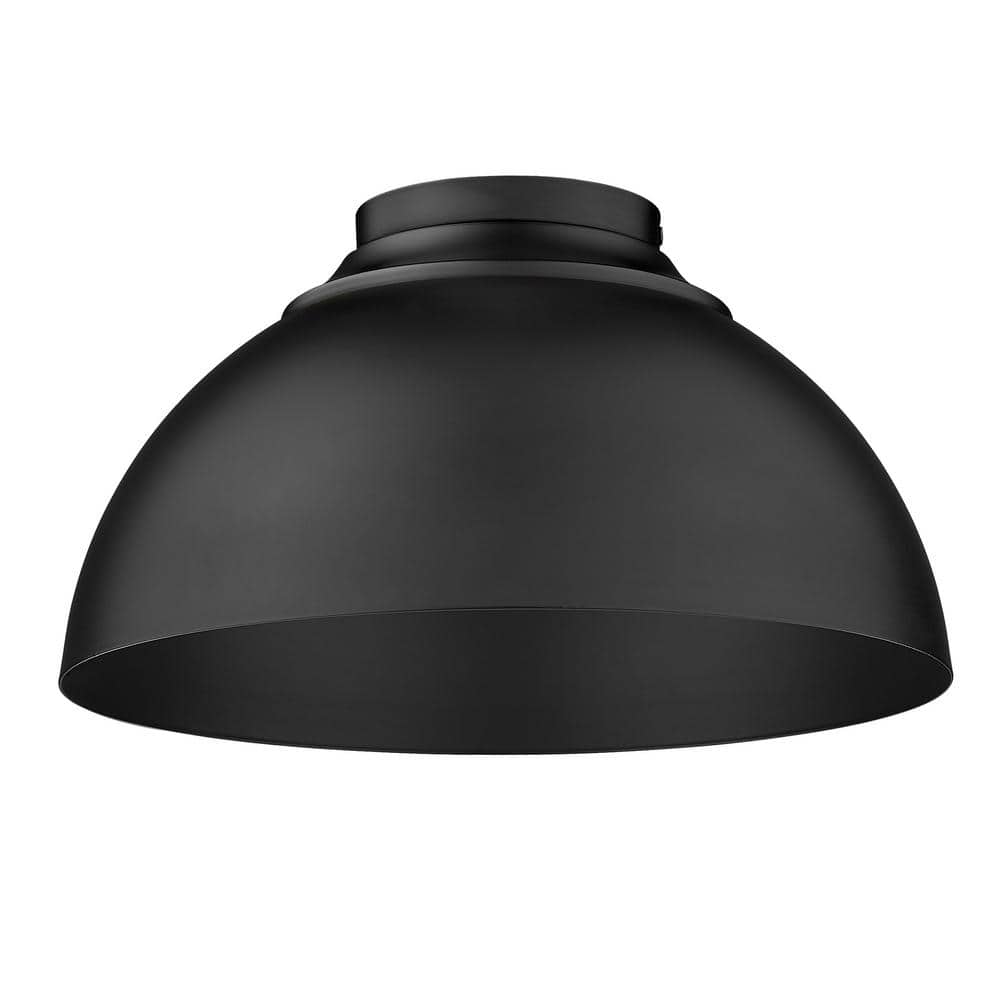 Zoey Matte Black Glass Bowl Flush Mount Light, 13.75"