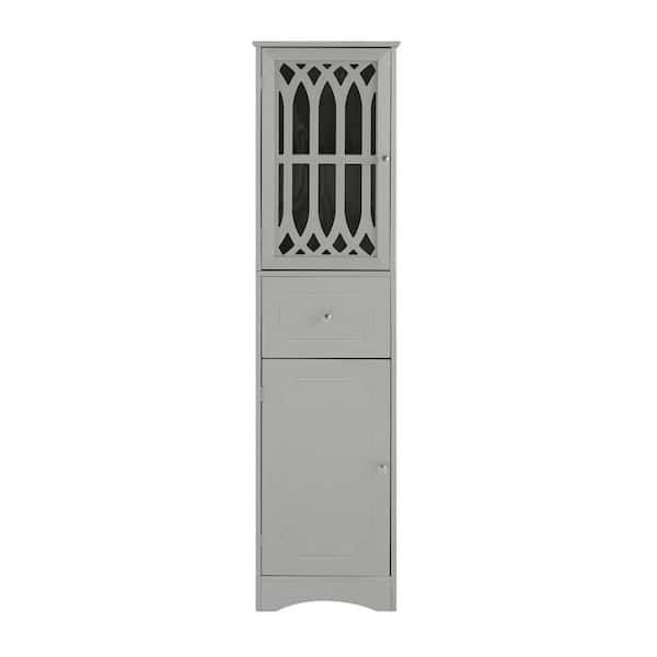 Miscool Anky 16.5 in. W x 14.2 in. D x 63.8 in. H Gray MDF Freestanding Bathroom Storage Linen Cabinet