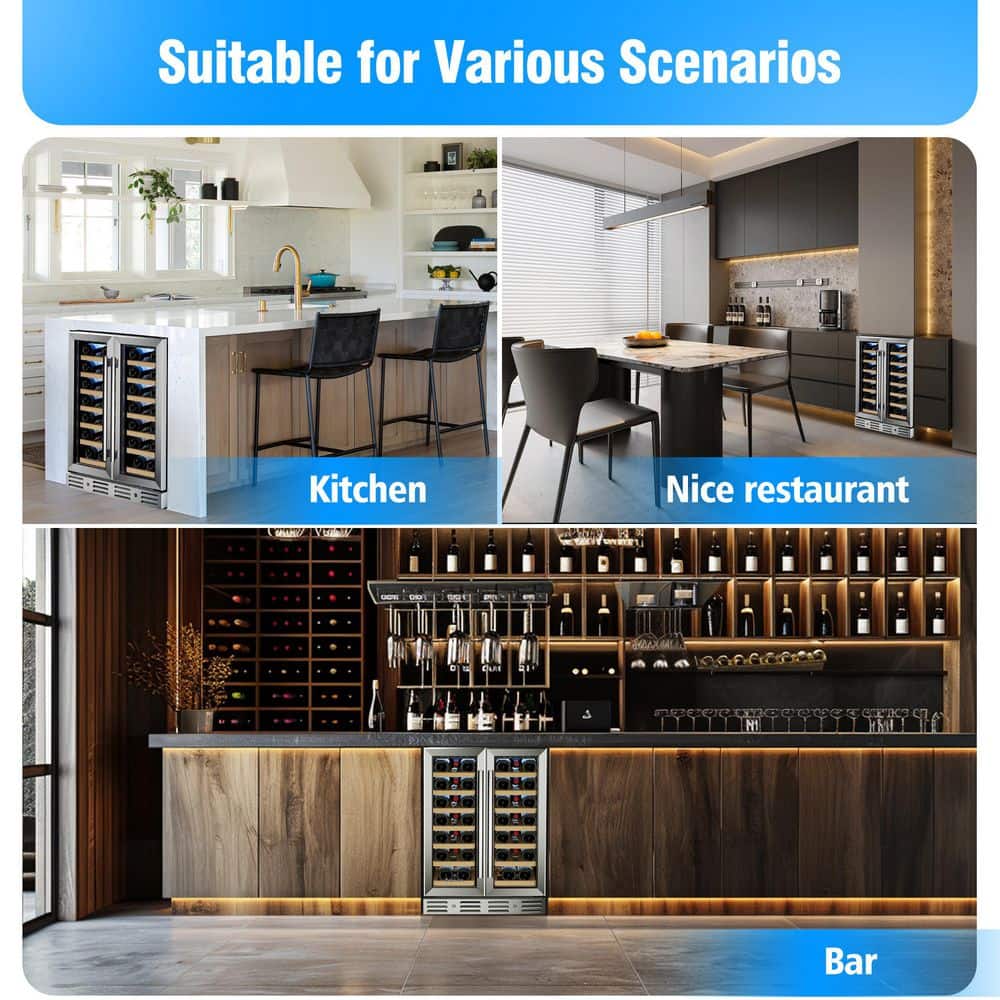 Kalamera 40-Bottle Stainless Steel Dual Zone Wine Refrigerator